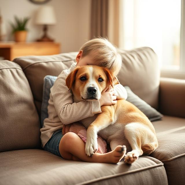 Dog and child